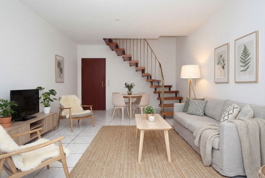Wohnzimmer/ digital m�bliert Maisonettewohnung Weiterstadt