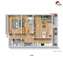 Grundriss 2.OG Sch�ne 3-Zimmer-Wohnung in Feldrandlage
