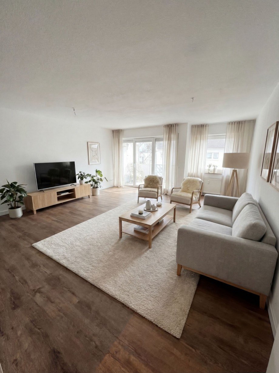 Wohnzimmer/ Originalraum digital m�bliert Wohnung Alsbach-H�hnlein